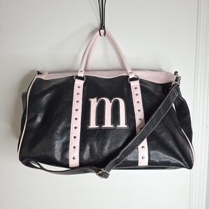 Limited Too Y2K Black & Pink Monogram "M" Studded Duffle Bag | Weekender Gym Bag